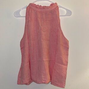 Universal Threads pink & white high neck pinstripe tank top with keyhole back